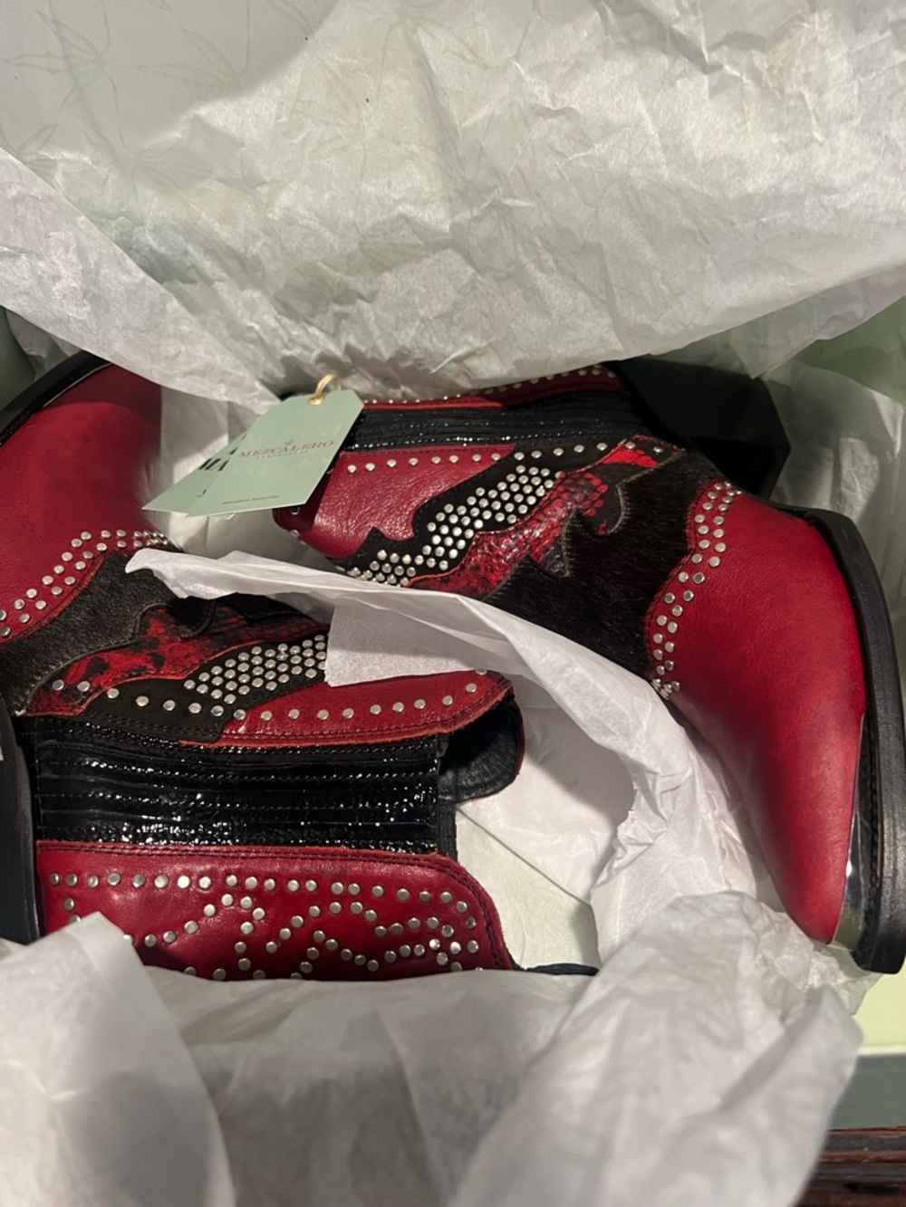 Mezcalero Chiara Red Kiss Studded Western Boots - Sz. 9.5 - New in Box - Picture 8 of 16